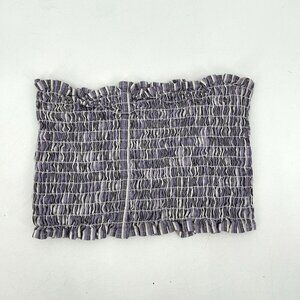 FURST OF A KIND LF Purple White Striped Smocked Cropped Mini Tube Top One Size